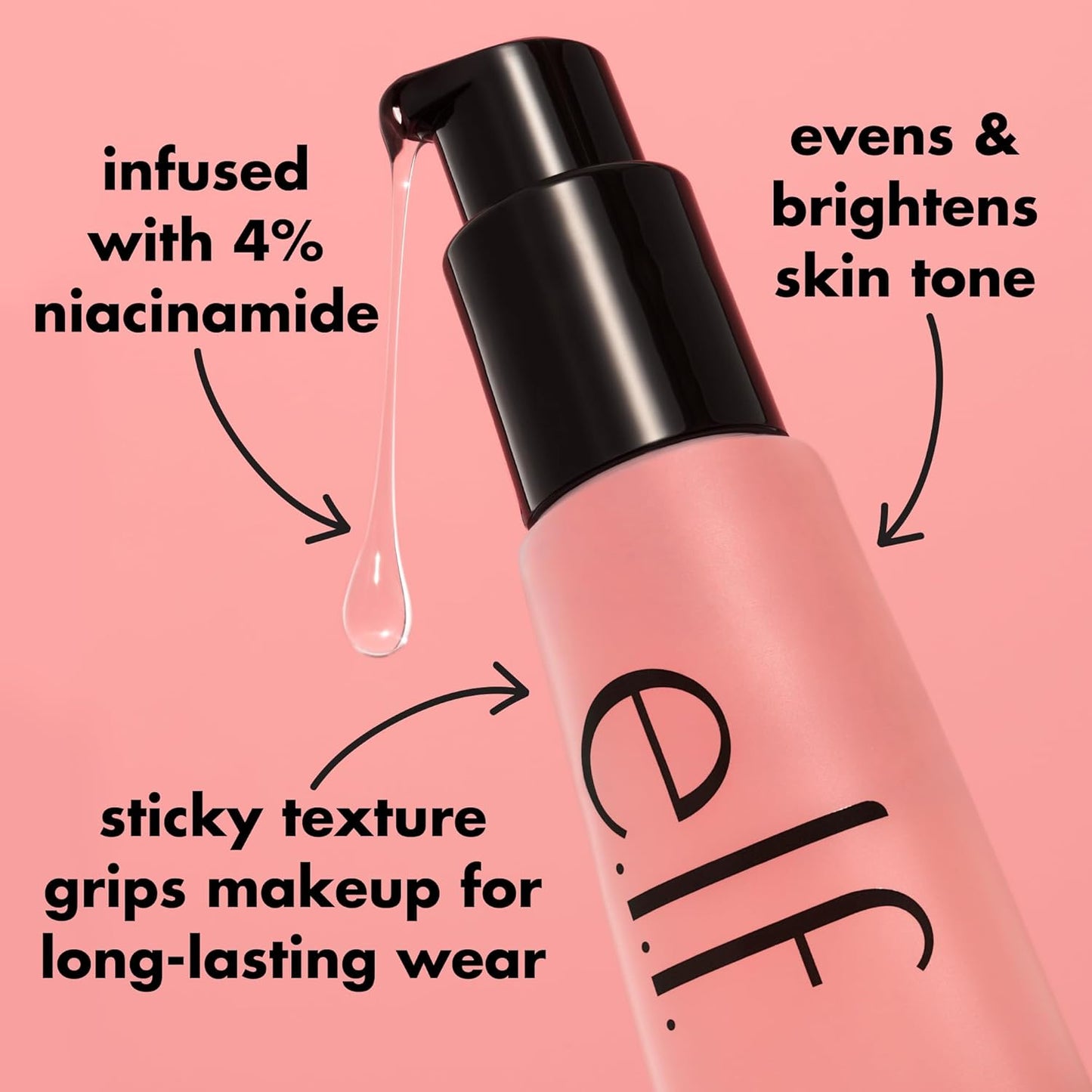 e.l.f. Power Grip Primer + 4% Niacinamide, Gel-Based & Hydrating Face Primer, Evens Skin & Brightens, Grips Makeup, Vegan & Cruelty-Free, 0.811 Fl Oz