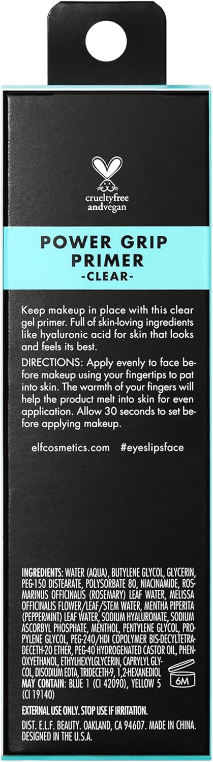 e.l.f. Power Grip Primer, Gel-Based & Hydrating Face Primer For Smoothing Skin & Gripping Makeup